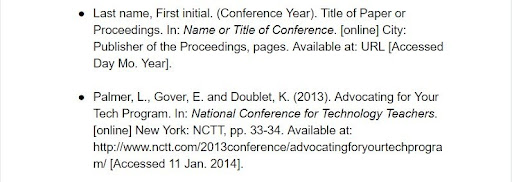 harvard style citation for conference proceedings published