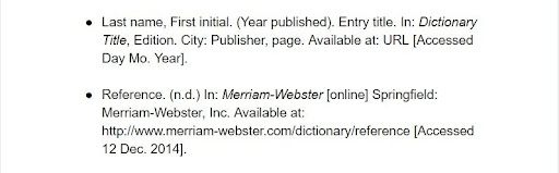 harvard style citation for online dictionary entries